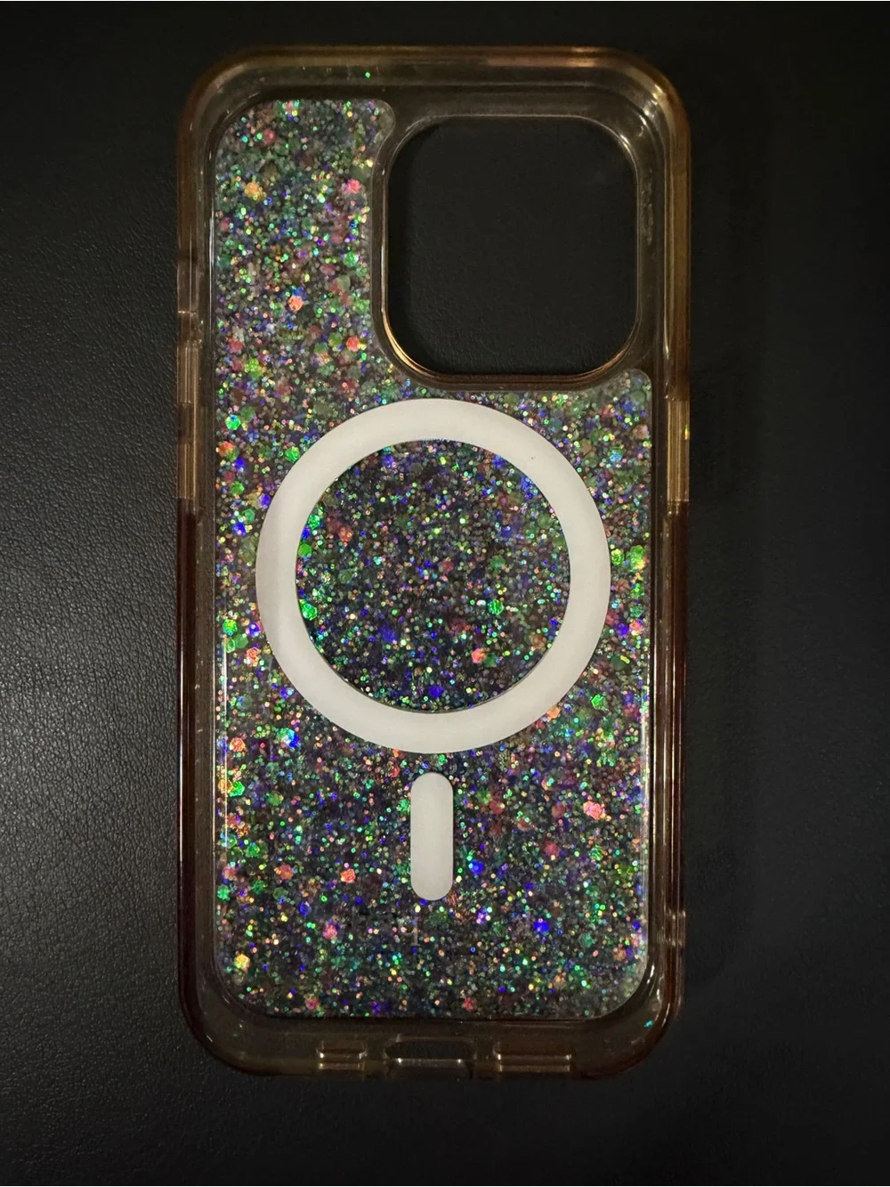 iPhone 15 Pro, Kate Spade, Glitter MagSafe-Compatible Clear - Silver Holographic